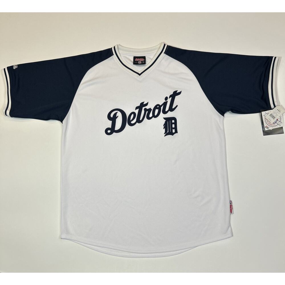 Detroit Tigers Stitches Jersey Men XL White Blue Pullover MLB Fan Jersey NWT